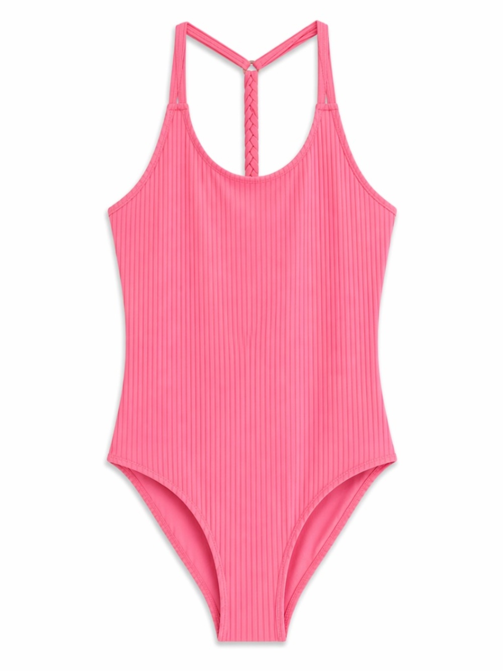 4/$20➡️ George Girls Hot Pink Ribbed One-Piece Swimsuit – Size L (10/12) GUC